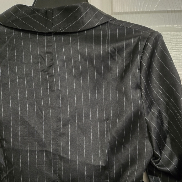 Tea & Cup Fancy Blazer Evening Coat Jacket Women's Size Small Black Striped - Picture 10 of 13